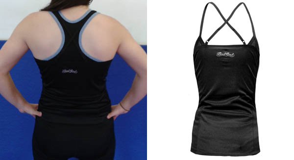 Left: Worn over the top of the Bad Girl Sports Bra. Right: Top on its own