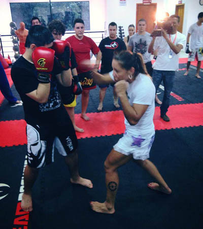 Cris Cyborg teaching at the Team Nogueira Bauru gym in Sao Paulo