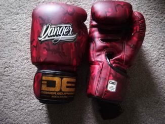 danger red army boxing gloves