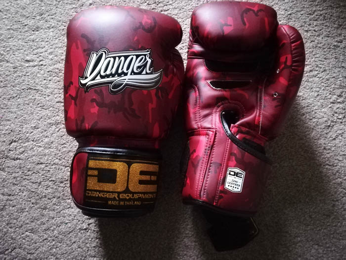 danger red army boxing gloves