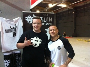 Raijin Fightwear co-creator Loz with UFC fighter, Ross Pearson