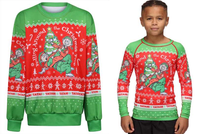 Rolling Around The Xmas Tree Kids BJJ Jumper and Rashguard